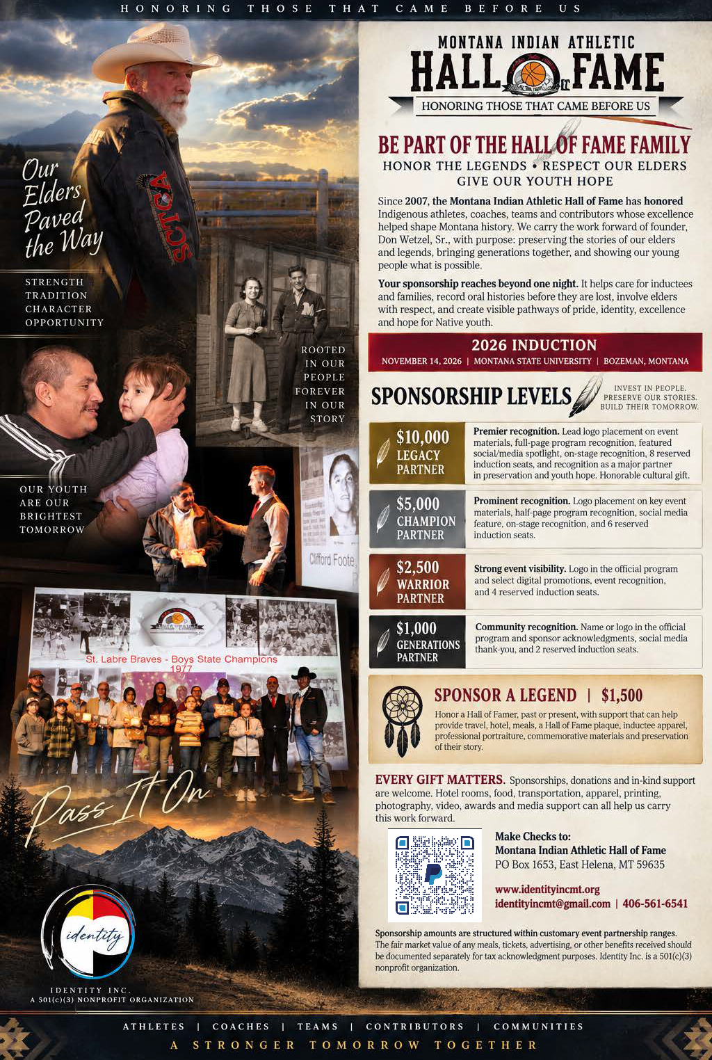 Become a sponsor of the Montana Indian Athletic Hall of Fame today